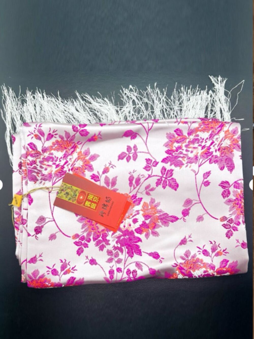 Silk Jacquard Brocade Pink Floral Chinese Wrap Scarf Yunnan NanjinZhenjinfangNWT